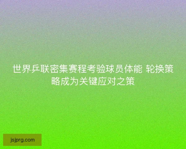 世界乒联密集赛程考验球员体能 轮换策略成为关键应对之策